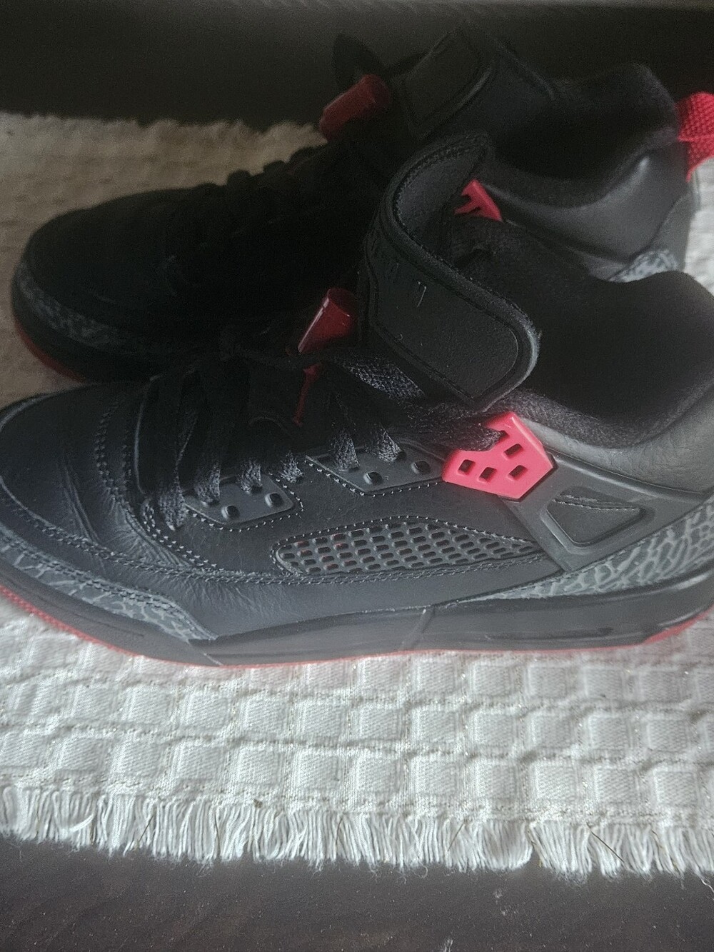 Jordan Kids Black and Red High-Top Sneakers